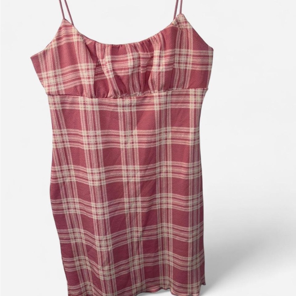 Ultra Flirt Pink and Cream Plaid Mini Dress